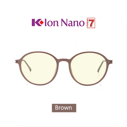 K-ION NANO round frame brown radiation-proof Klon nano glasses Kacamata Kesihatan Free shipping K-lon nano  Klonnano kion nano kionnano